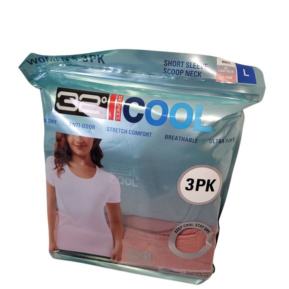 32 Degrees Cool Women Short Sleeve Scoop Neck Tee Multicolor Size Large 3-Pack - Picture 12 of 14